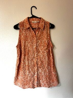 Ecothreads Sleeveless Button-Up Blouse Top